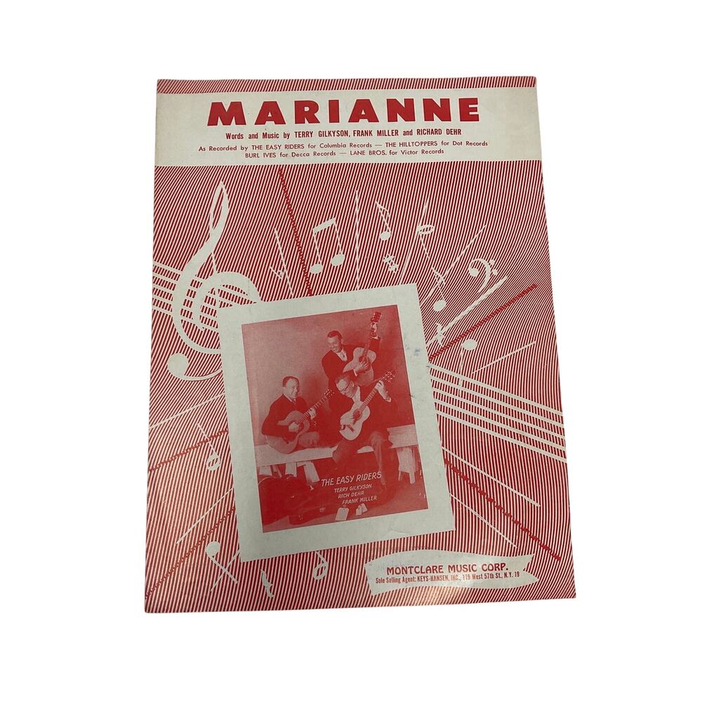 Marianne Sheet Music Terry Gilkyson Frank Miller‎ Richard Dehr The Easy Riders